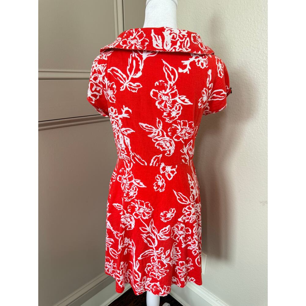 Free People A Thing Called Love Red Floral Mini Dress Size 6 - Picture 5 of 7